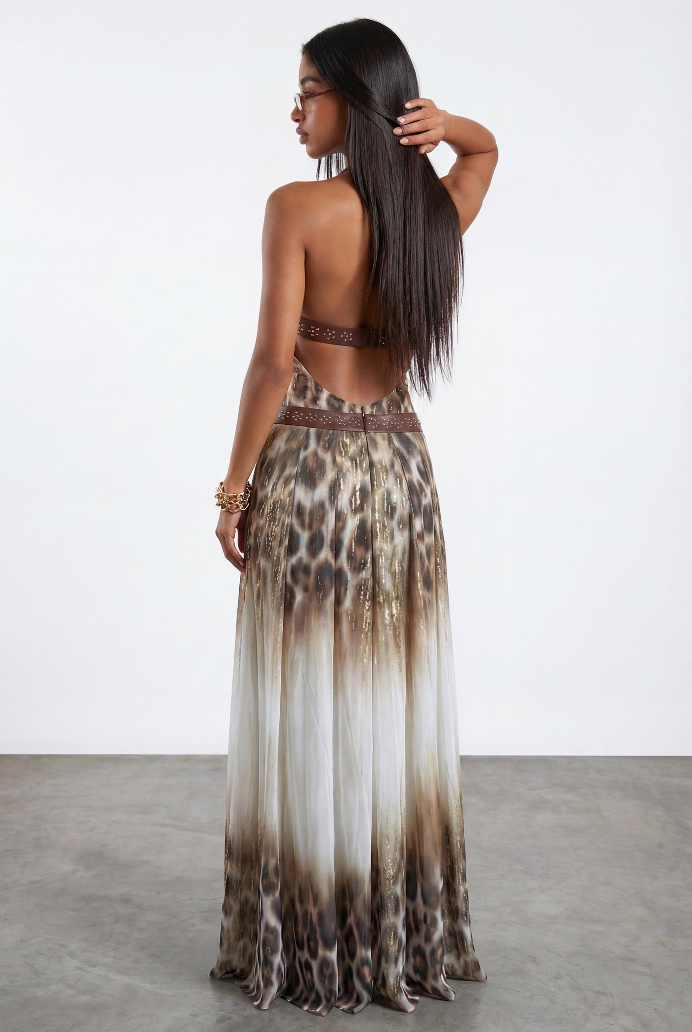 Leopard Halter Maxi Dress