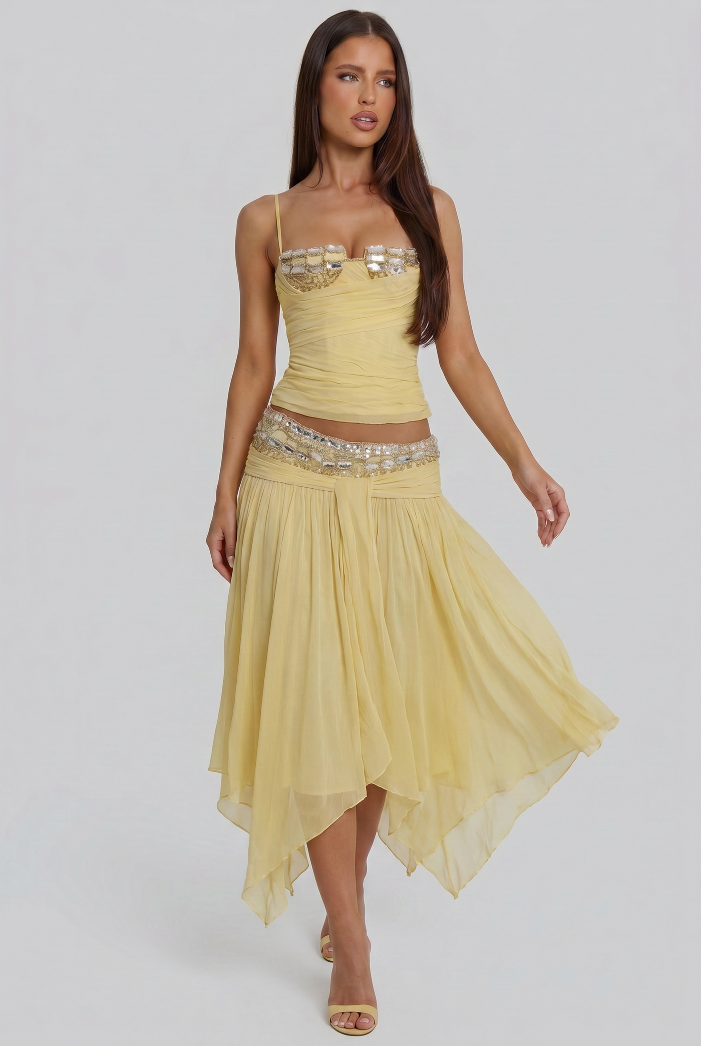 Yellow Sequin Trim Set