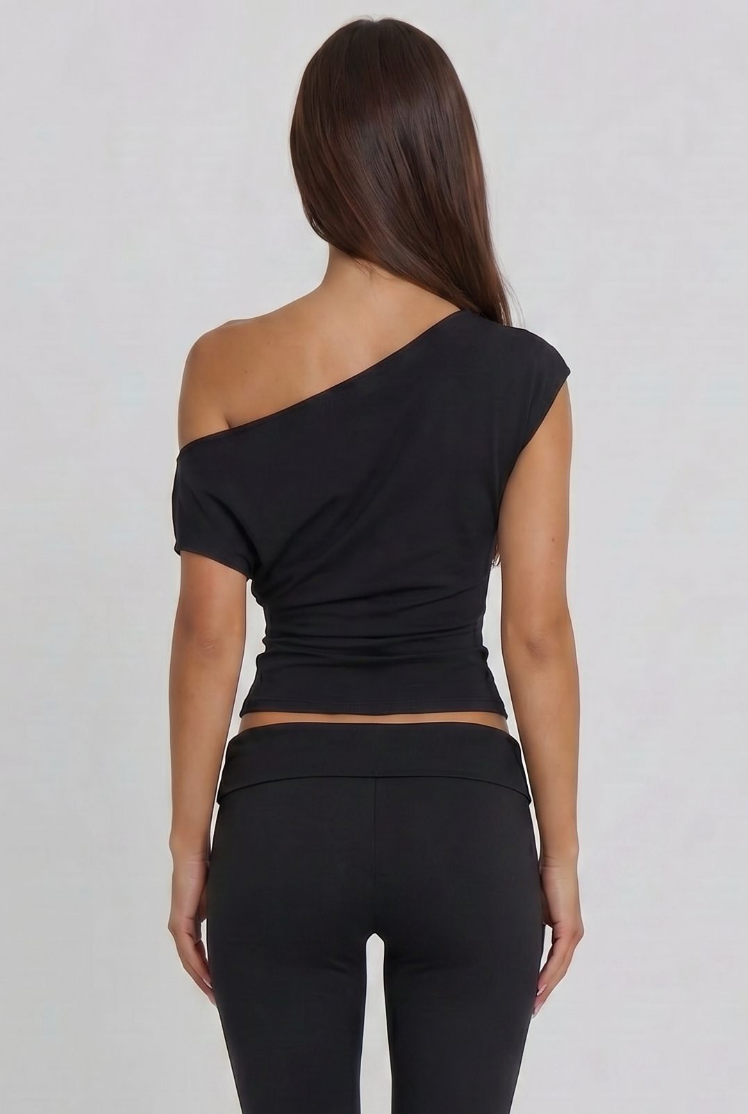 Black Off-Shoulder Draped Top