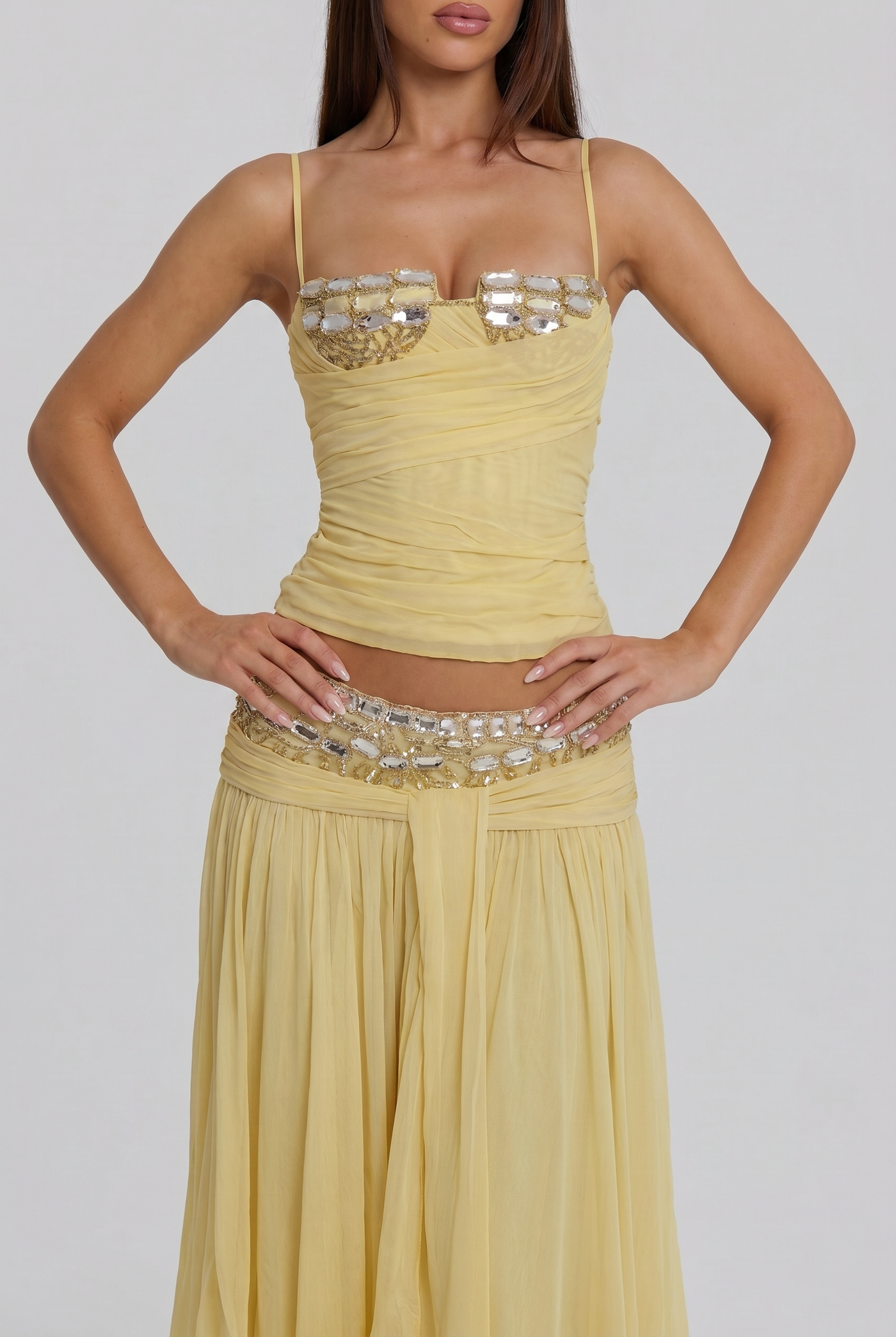 Yellow Sequin Trim Set