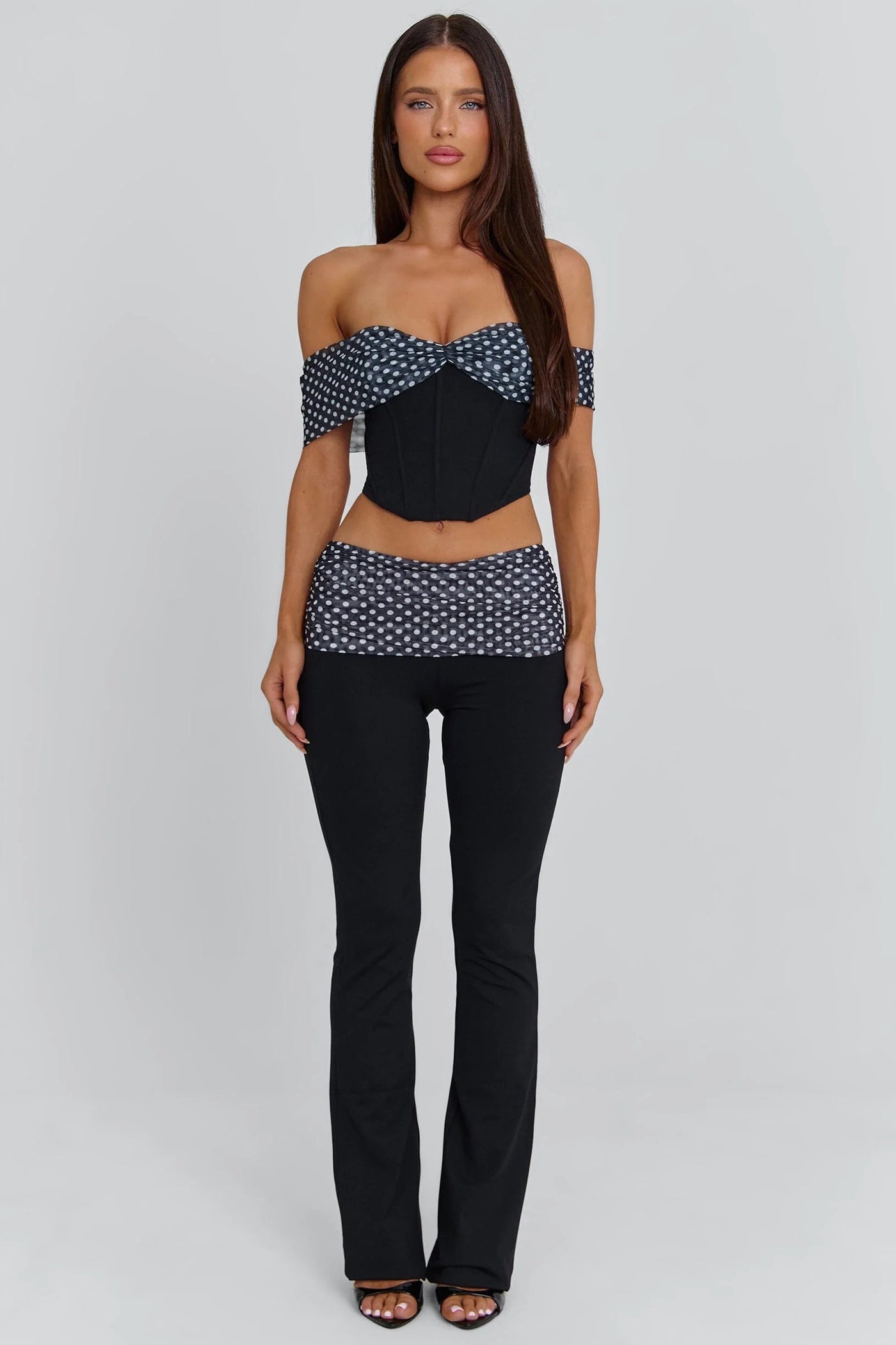 Black Flared Polka Pants