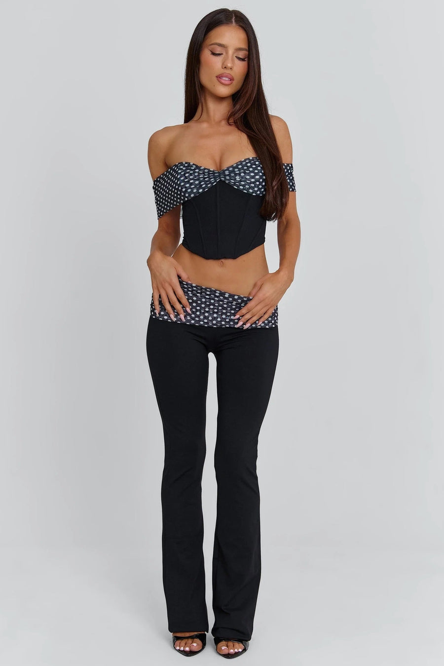 Black Flared Polka Pants