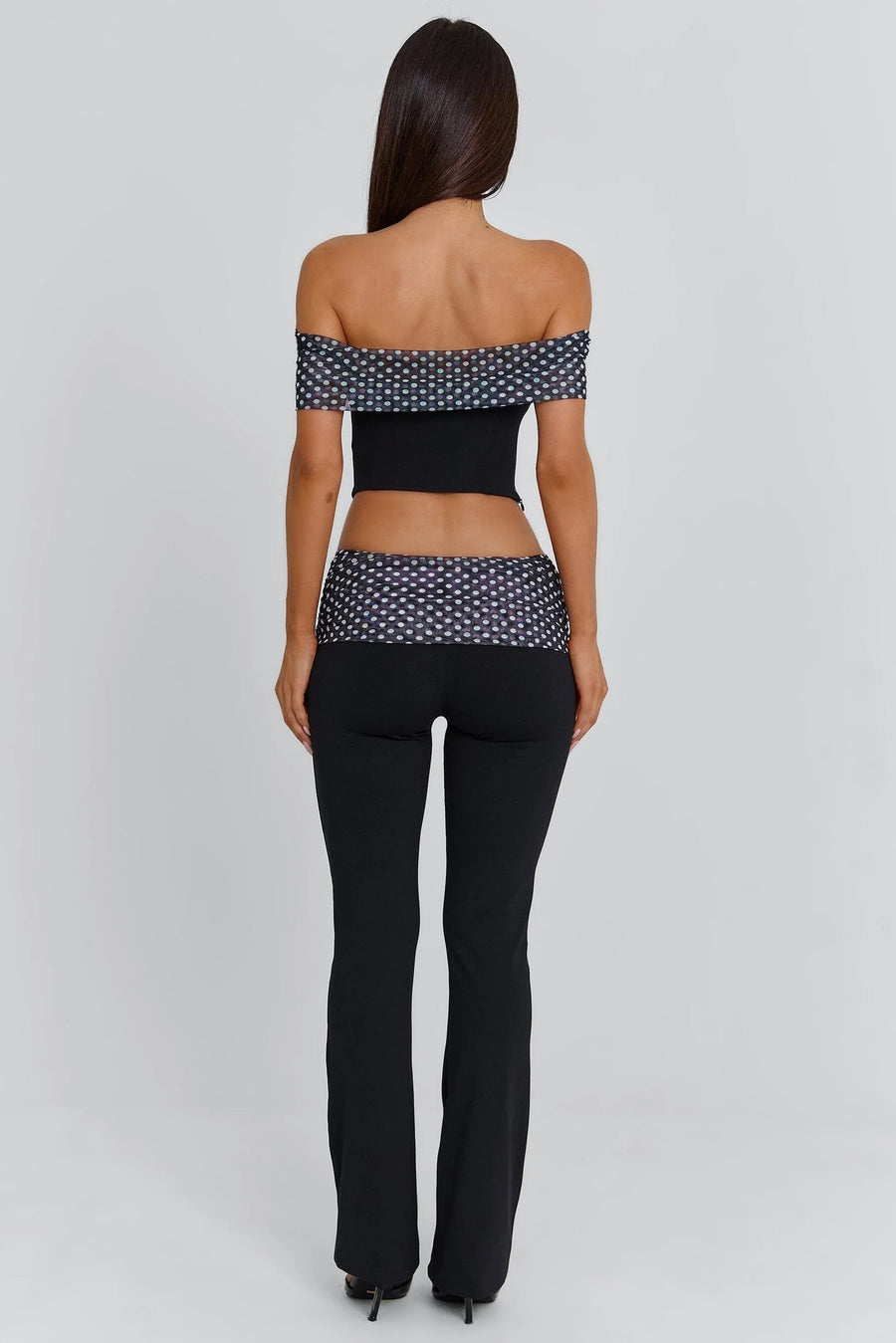 Black Flared Polka Pants