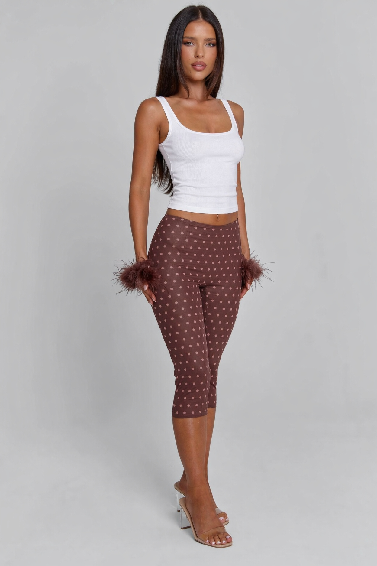 Brown Polka Dot Capri Pants