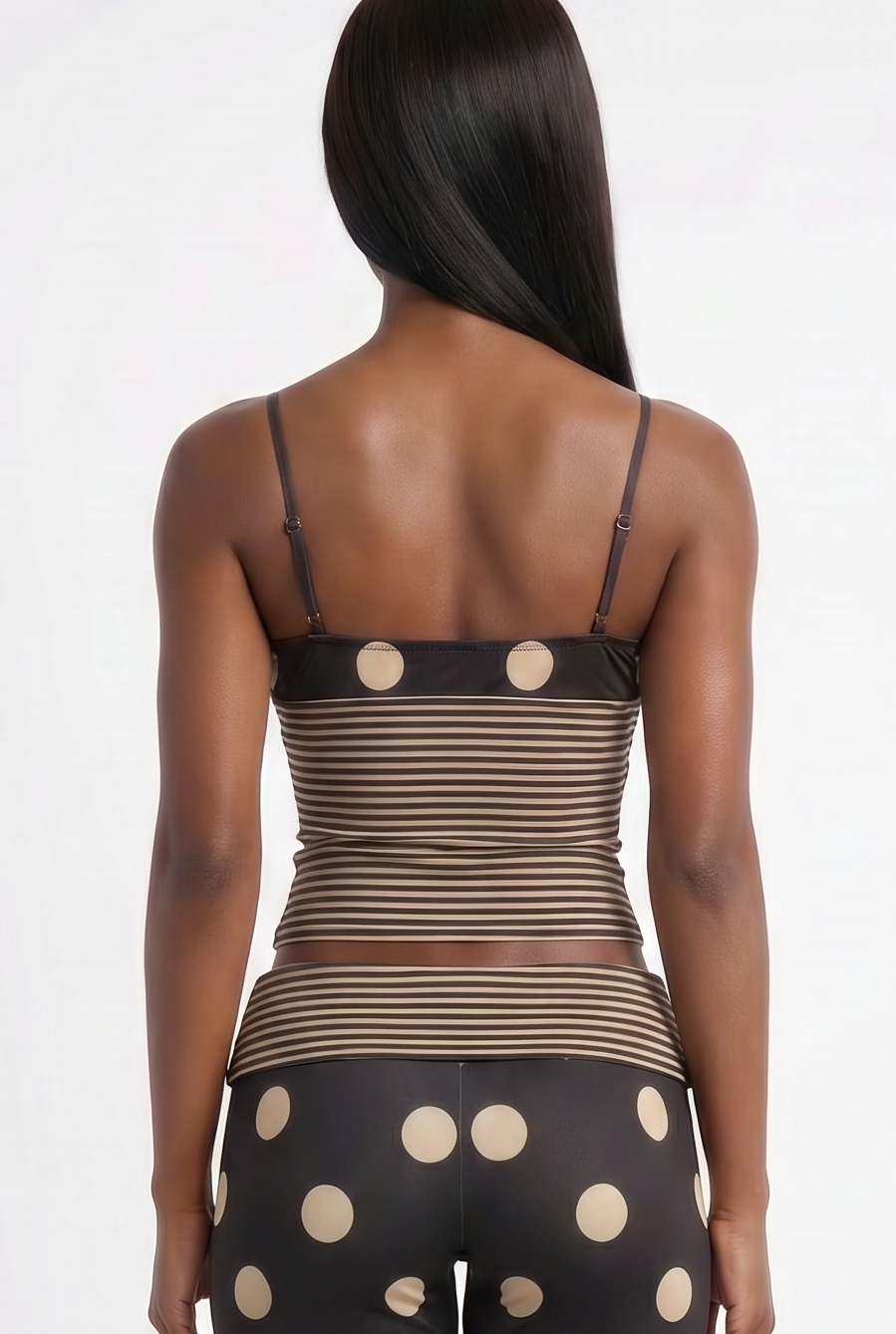 Black & Beige Mixed Print Cami Top