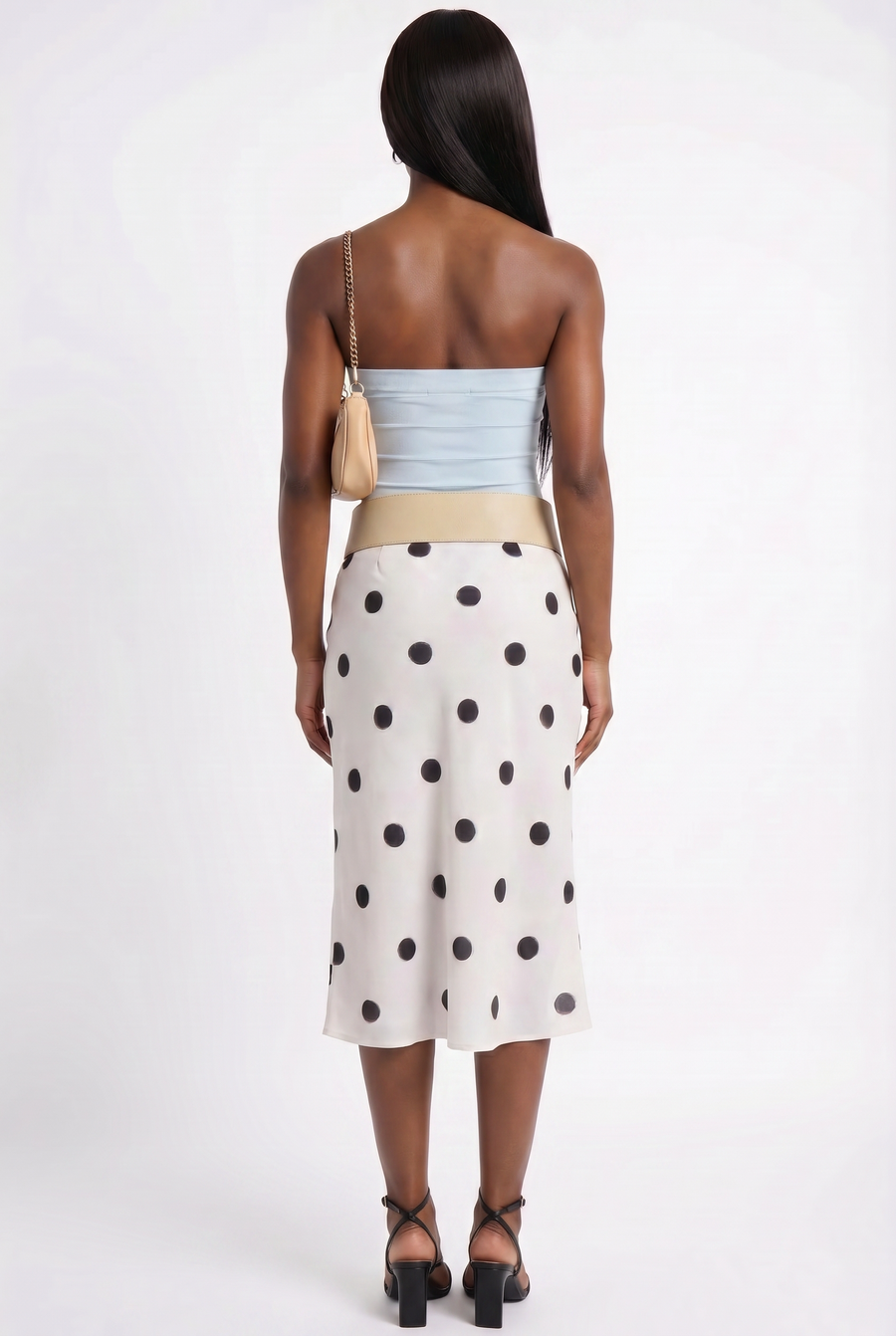 Polka Dot Chiffon Midi Skirt