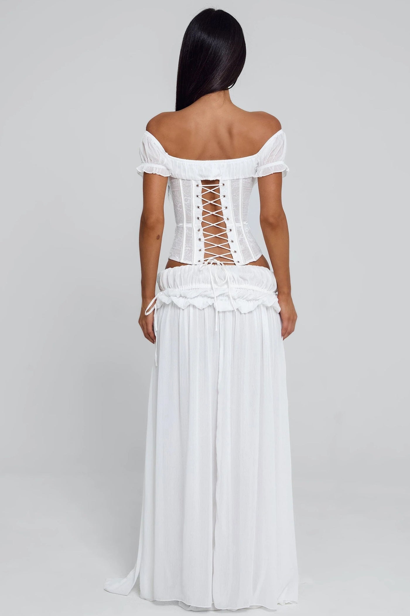 White Ruffle Maxi Skirt