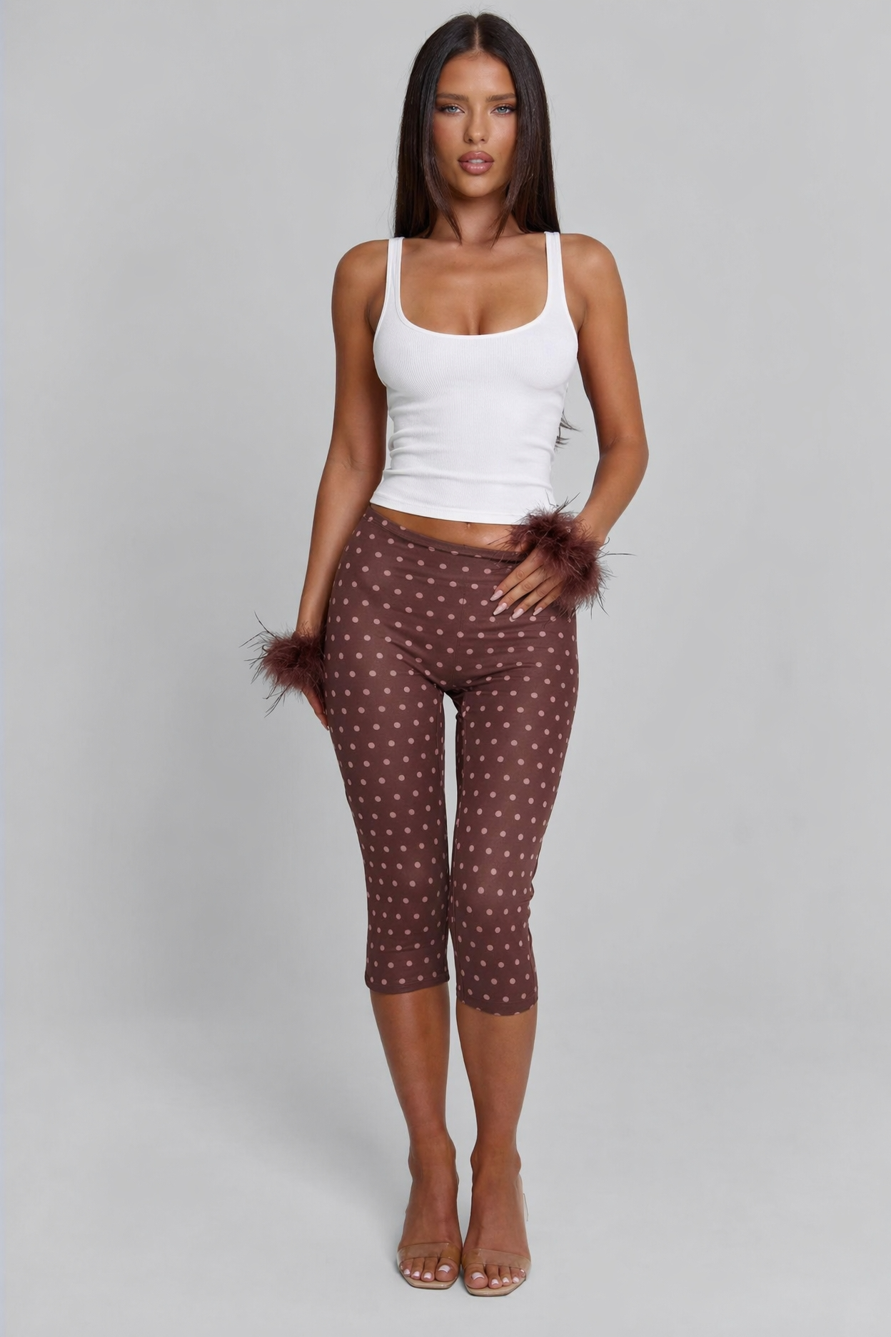 Brown Polka Dot Capri Pants