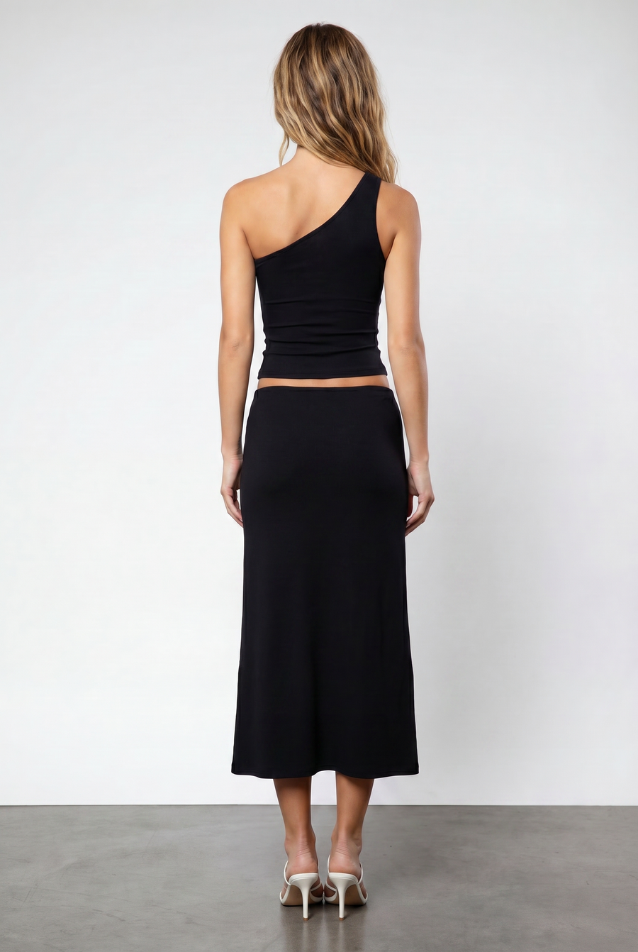 Black Asymmetric Midi Set