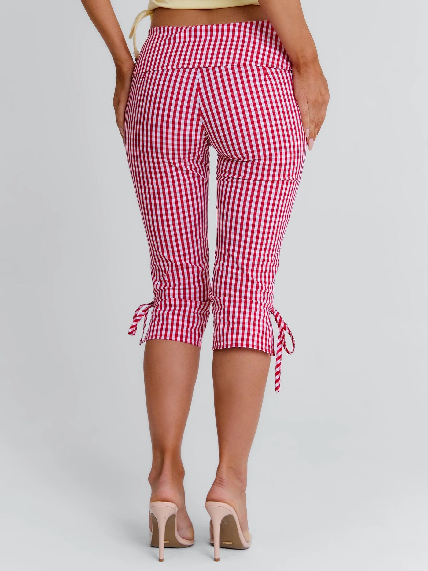 Red Gingham Bow Capri Pants