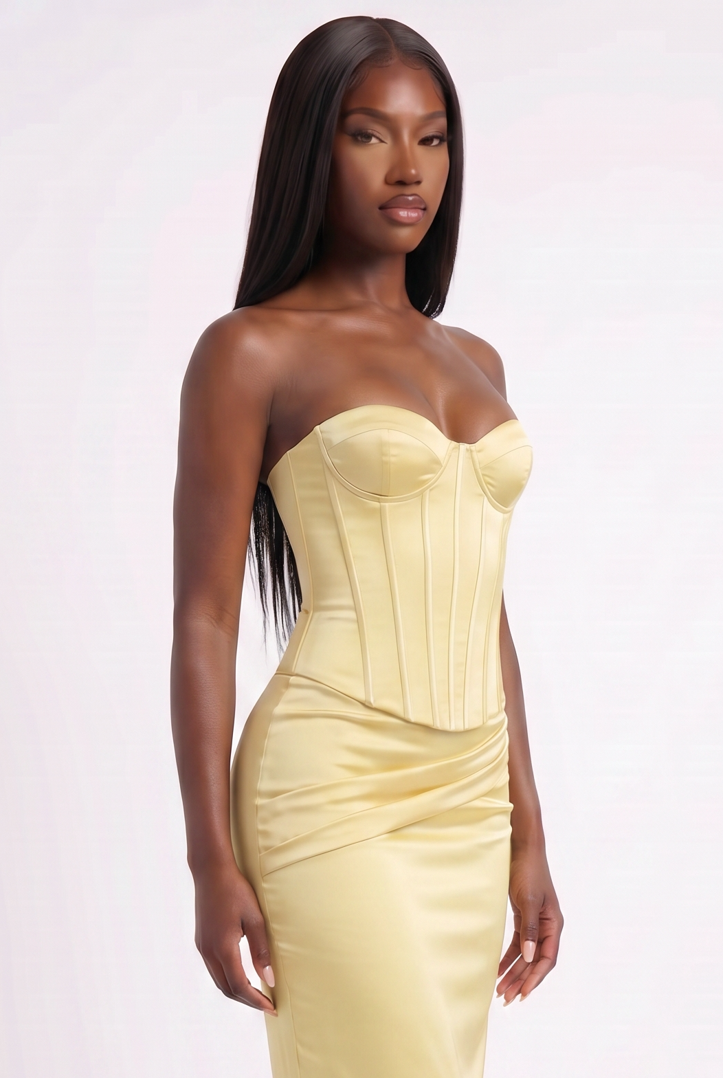 Butter Yellow Satin Corset Top