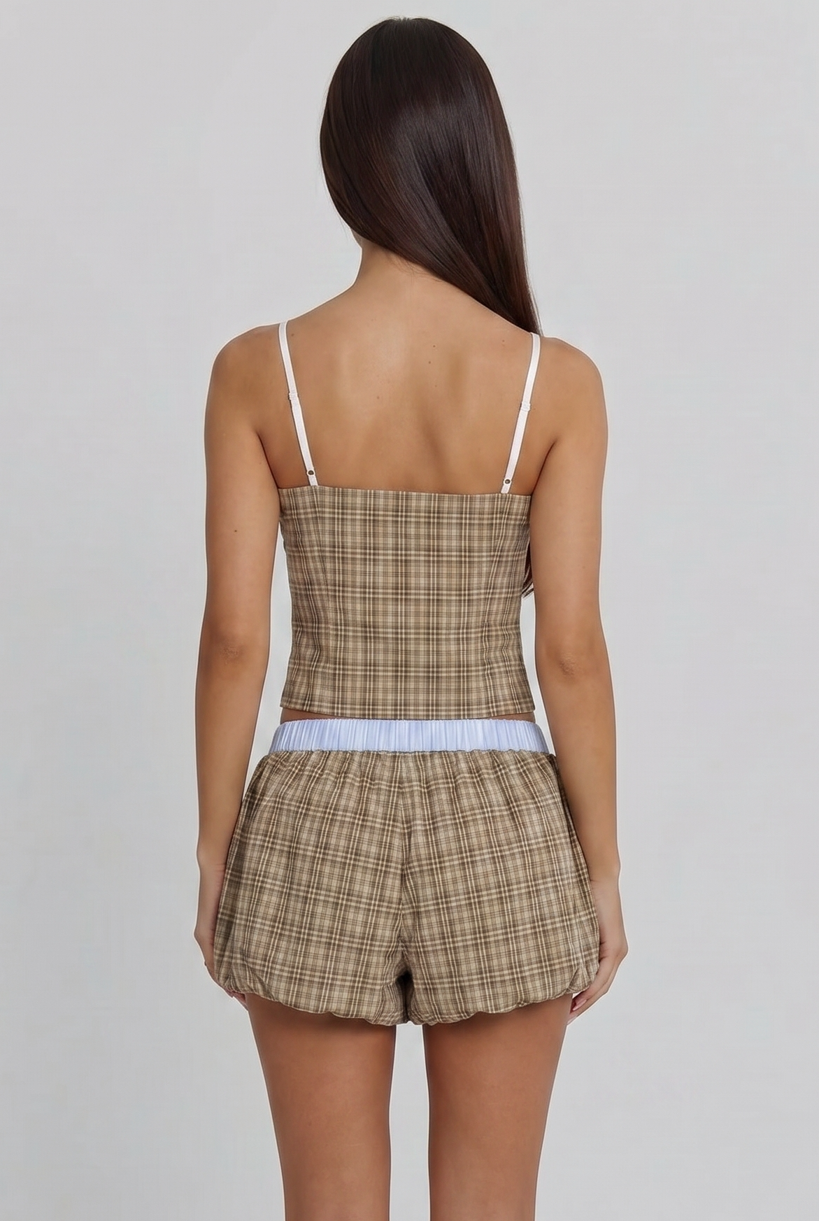 Yellow Checkered Button Cami Top