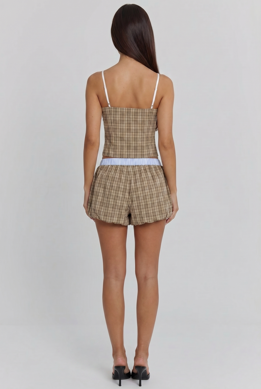 Yellow Checkered Bubble Mini Skirt