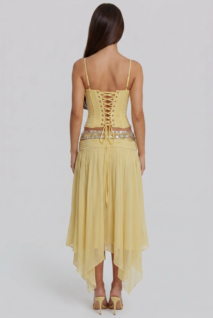 Yellow Sequin Trim Set