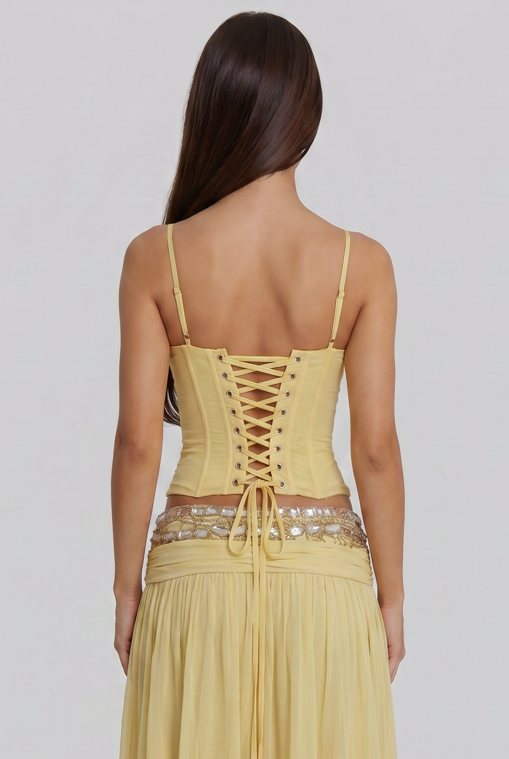 Yellow Sequin Trim Cami Top