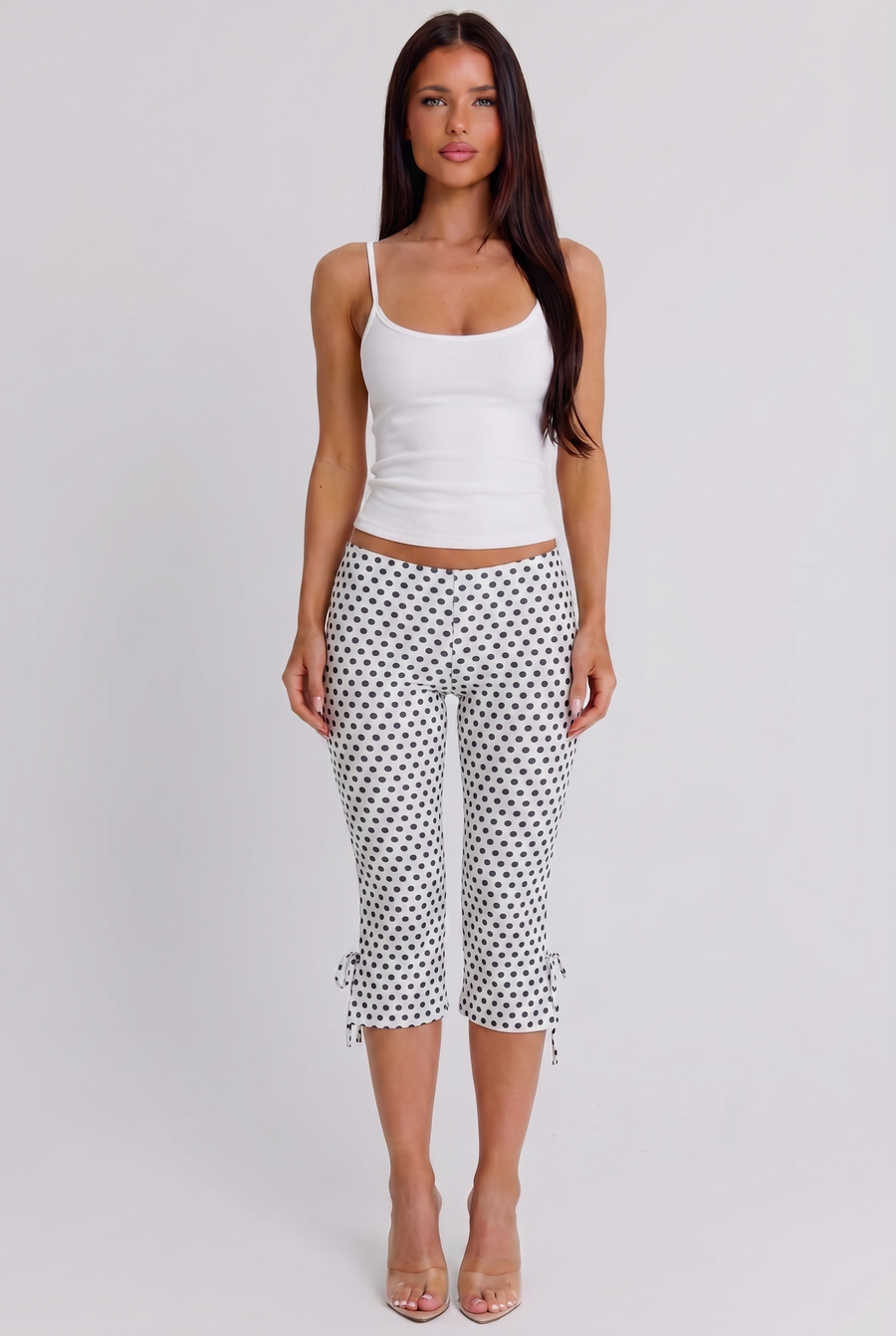 White Polka Dot Capri Pants