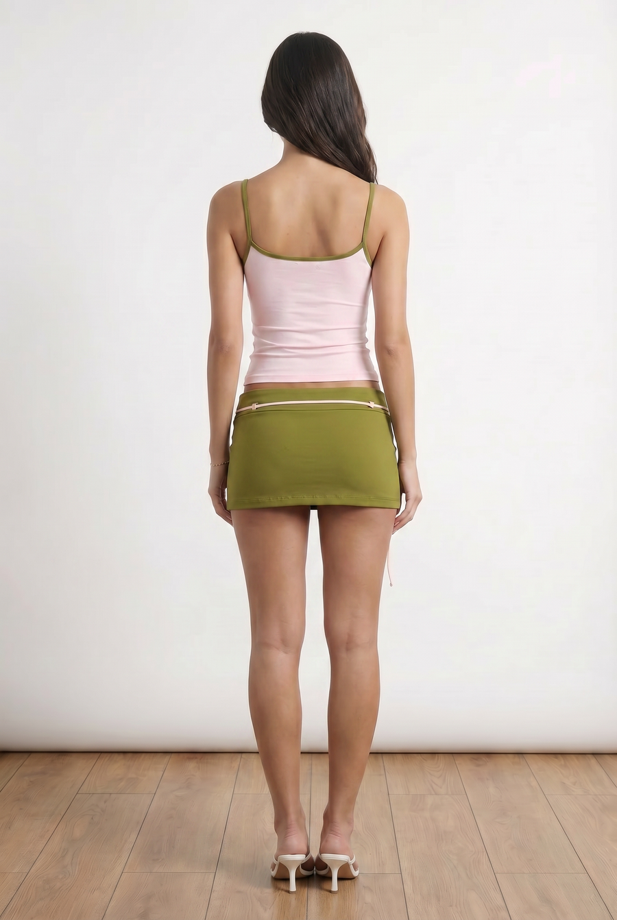 Olive Drawstring Mini Skirt