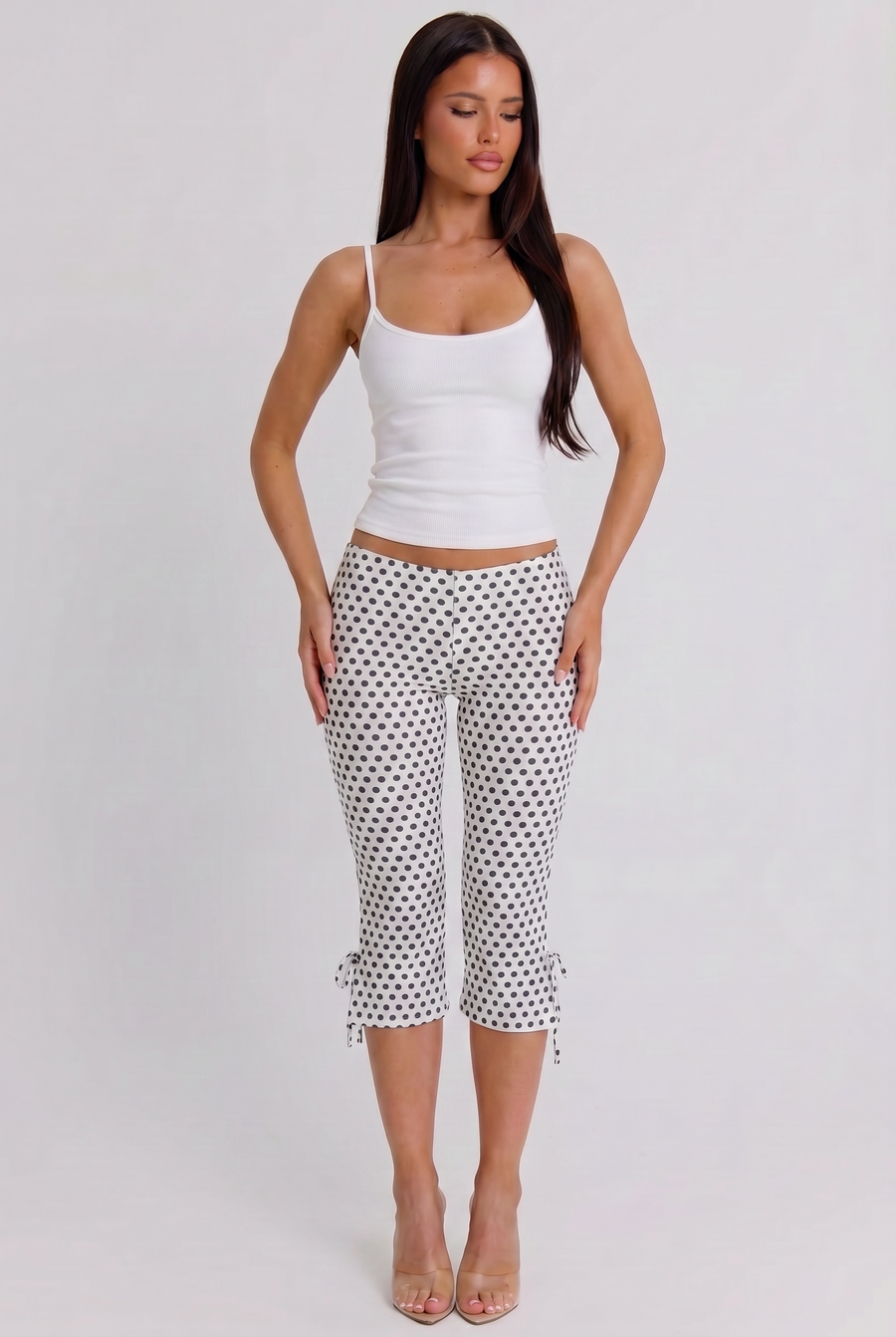 White Polka Dot Capri Pants