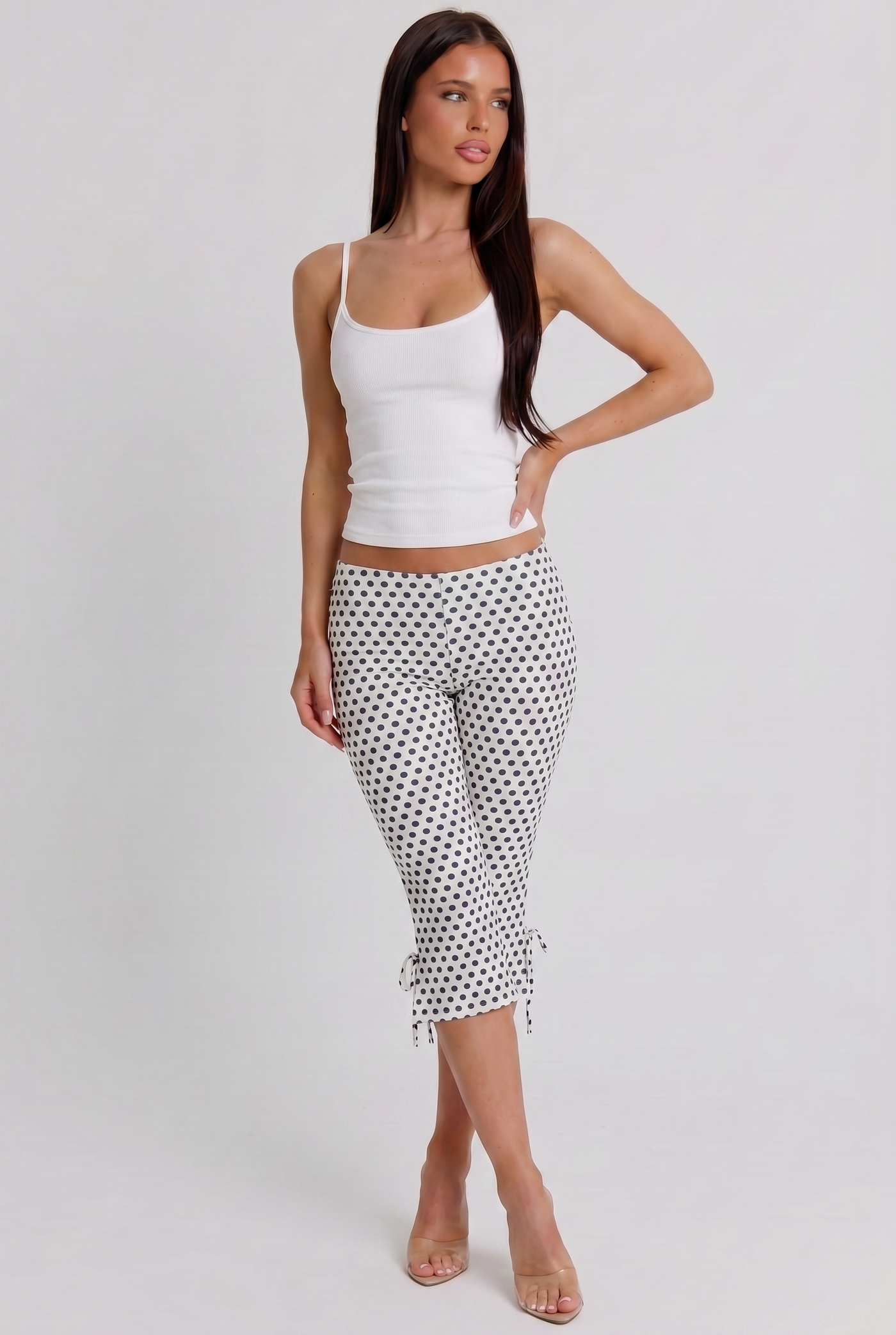 White Polka Dot Capri Pants