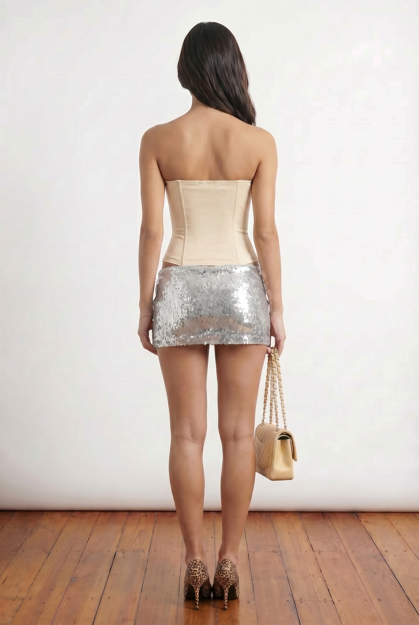 Silver Sequin Mini Skirt